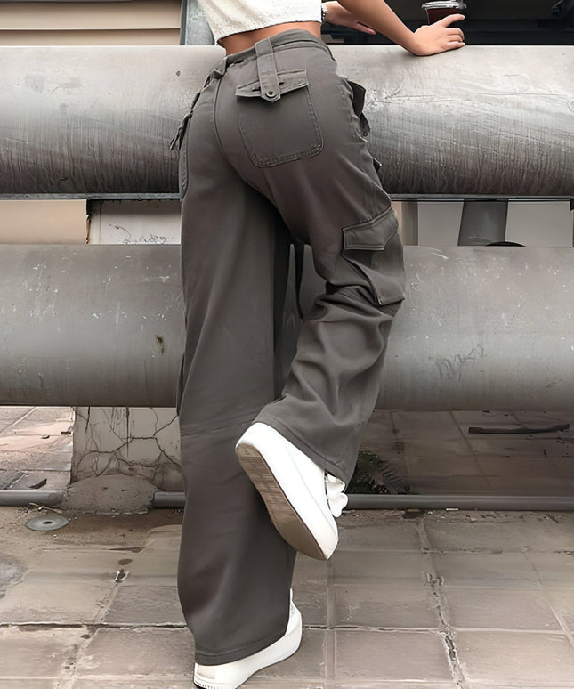 Vintage Multi Pocket Belt Casual Workwear Jeans Women