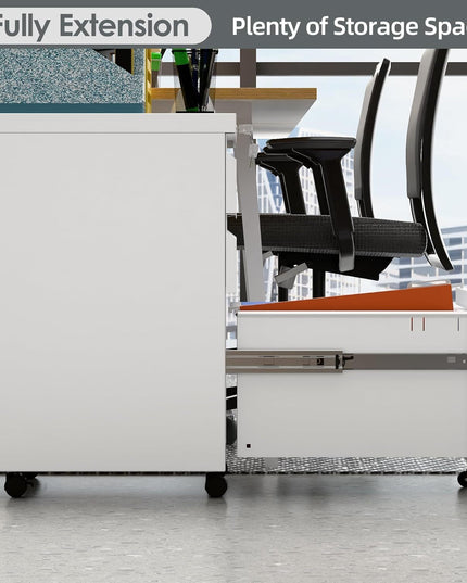 3 Drawer Mobile File Cabinet With Lock, Under Desk Metal Filing