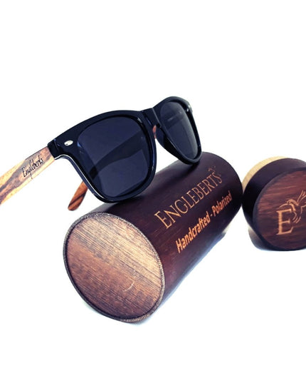 Zebrawood Sunglasses, Stars and Bars With Wooden Case, Polarized,