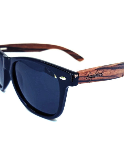 Zebrawood Sunglasses, Stars and Bars With Wooden Case, Polarized,