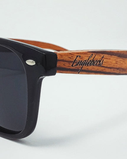 Zebrawood Sunglasses, Stars and Bars With Wooden Case, Polarized,