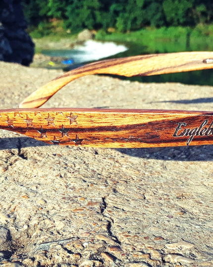 Zebrawood Sunglasses, Stars and Bars With Wooden Case, Polarized,