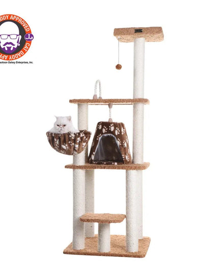 Armarkat Brown Carpet Cat Tower with Playhouse and Scratching Posts