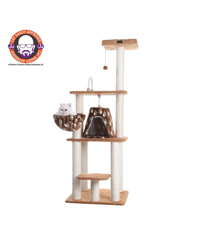 Armarkat Brown Carpet Cat Tower with Playhouse and Scratching Posts
