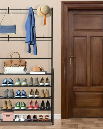 Entryway Coat Hat Rack Shoe Storage Shelf Shoe Rack Freestanding Hall