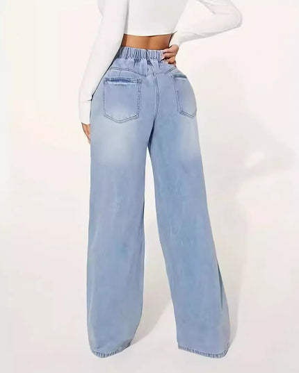 25 Edition – High Waist Drawstring Wide Leg Jeans – Light Blue