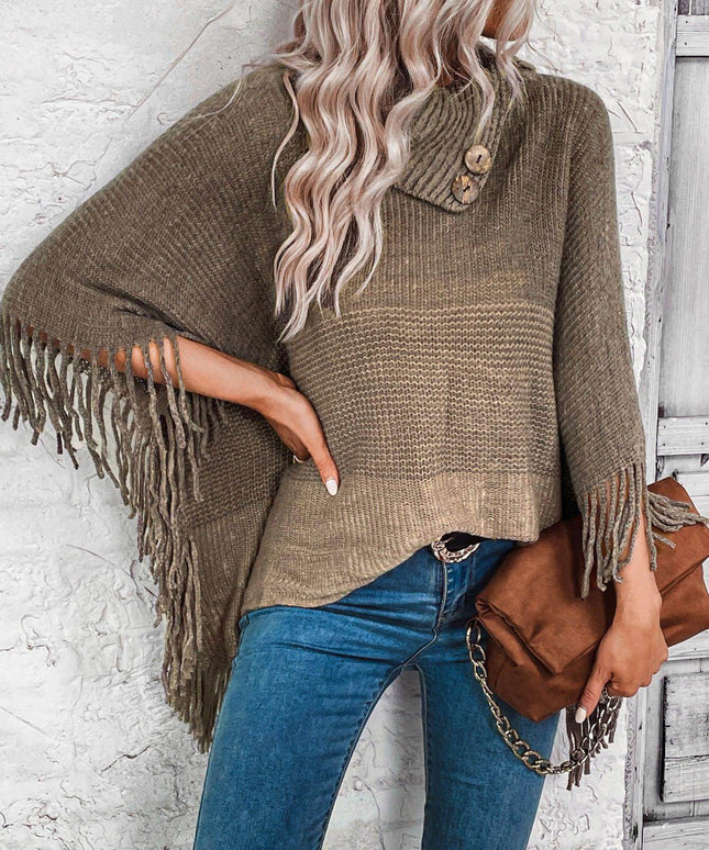 Sweater Lapel Pullover Gradient Women