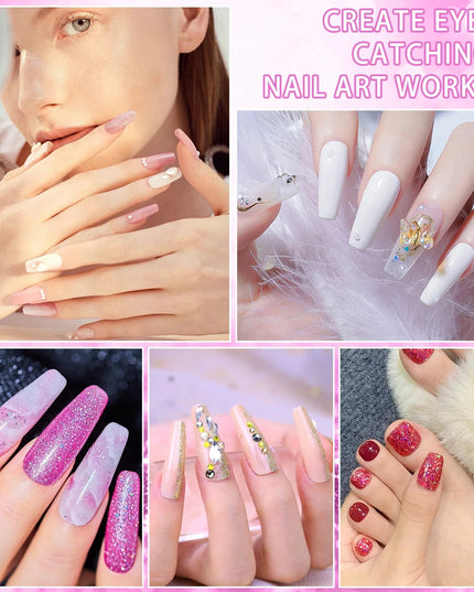 Professional Acrylic Nail Kit, With Pink Nail UV LED Lamps, Acrylic