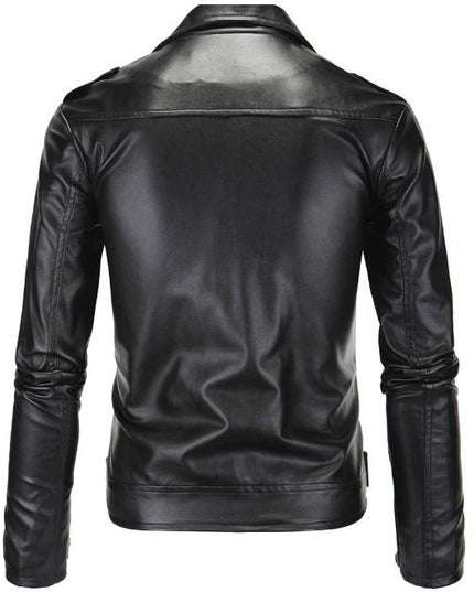 Ninja Stealth Black Mens  Faux Leather Biker Jacket
