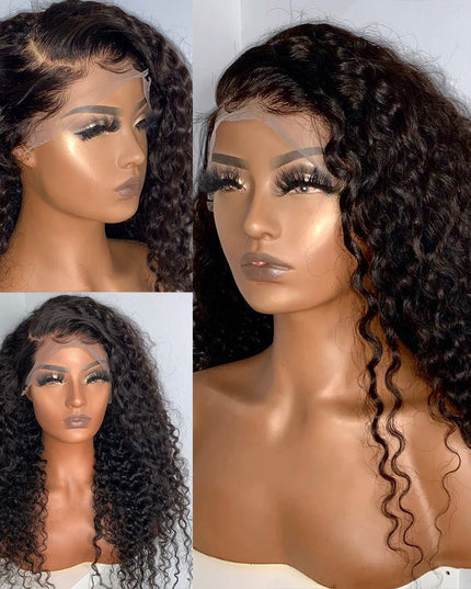 13x4 HD Transparent Lace Frontal Deep Wave Human Hair Wigs 200% Densit
