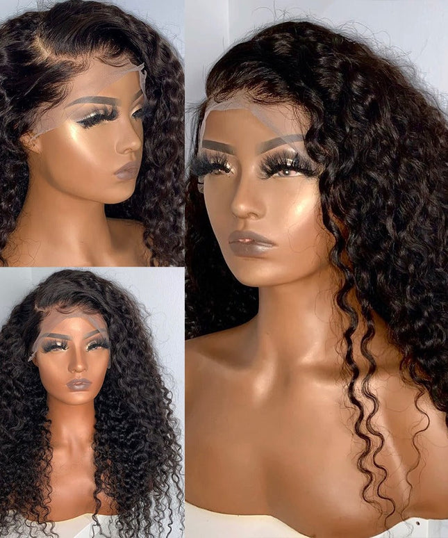 13x4 HD Transparent Lace Frontal Deep Wave Human Hair Wigs 200% Densit