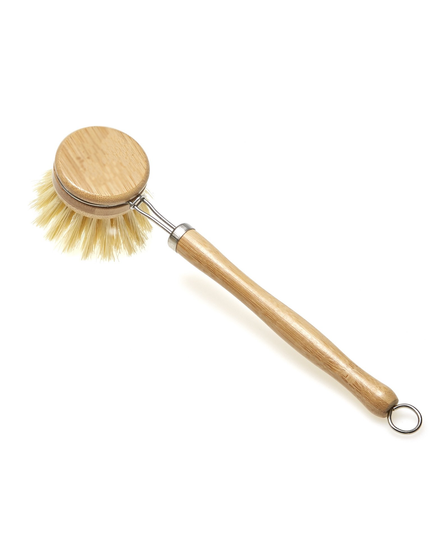 Wooden and Sisal Dish Brush with 2 Pieces Replacement Brush Heads