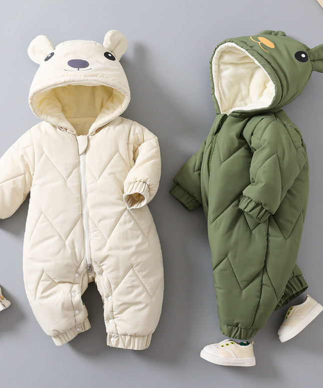 FrostNest™ – Padded Baby Winter Romper with Hat