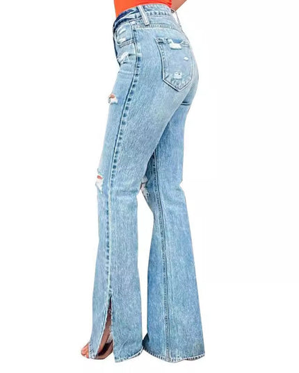 25 Edition – High Waist Ripped Split Stretch Jeans for Women
