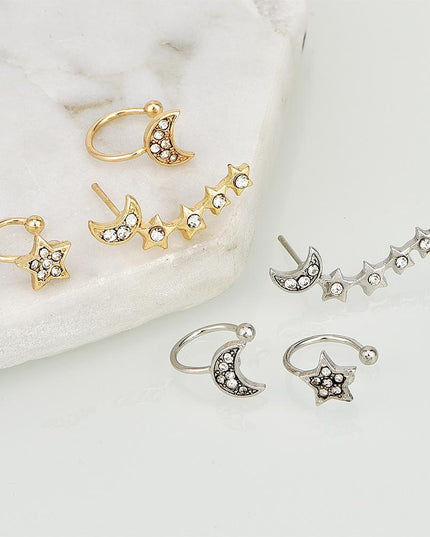 Moon & Star Earring and Cuff Set