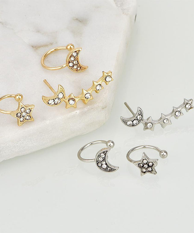 Moon & Star Earring and Cuff Set