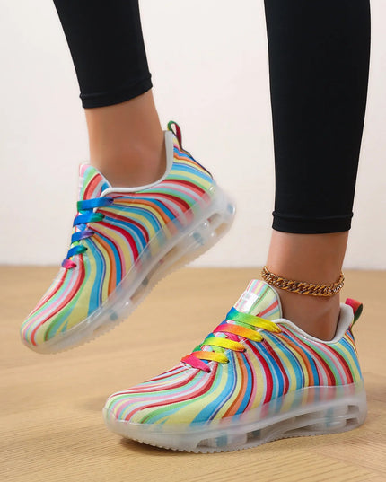 Rainbow Swirl Lace Up Athletic with Transparent Sole