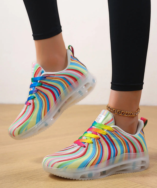 Rainbow Swirl Lace Up Athletic with Transparent Sole