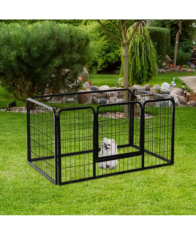 PawHut 49" 4 Panel Black Pet Playpen  Heavy Duty Puppy Cat Dog Pen