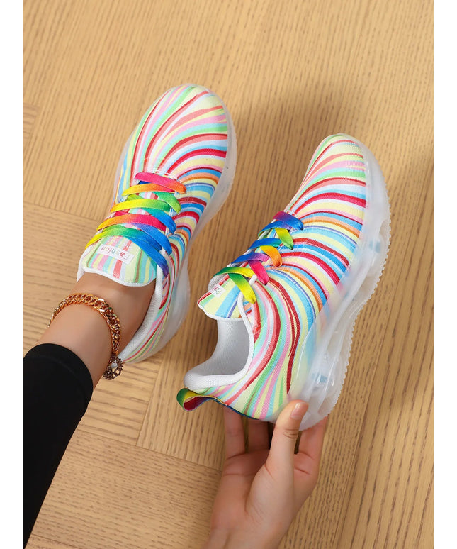Rainbow Swirl Lace Up Athletic with Transparent Sole