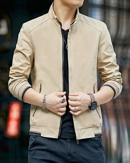 Mens Stand Collar Zipped Up Jacket