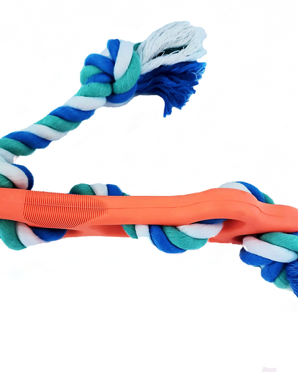 Rubber Bone Dog Chew Toy with Tug Rope -- Great for Active Dogs