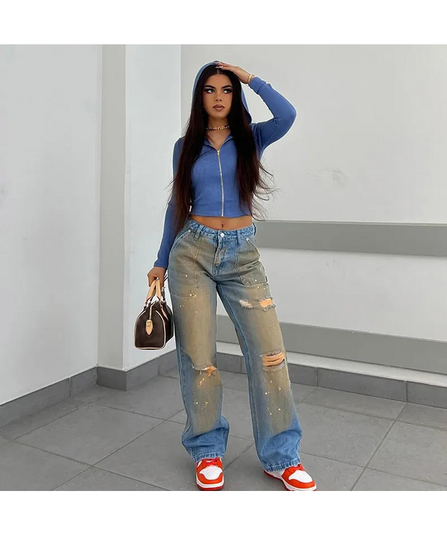 UrbanEase™ – Loose High Waist Street Jeans
