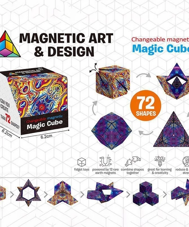 3D Changeable Magnetic Magic Cube For Kids Puzzle Cube Antistress Toy