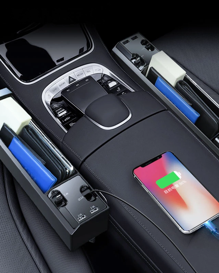 Car Seat Side Organizer with Charger Cable Car Seat Gap Storage Box