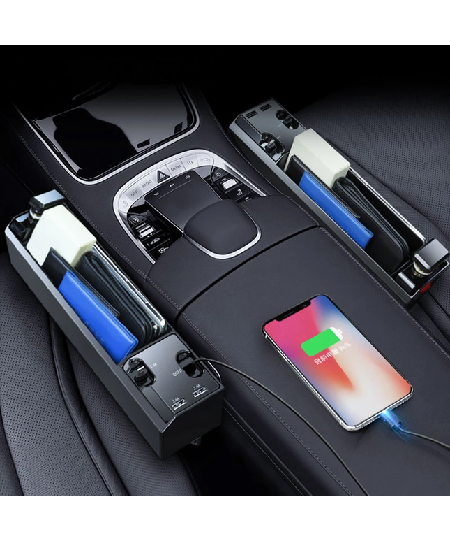 Car Seat Side Organizer with Charger Cable Car Seat Gap Storage Box