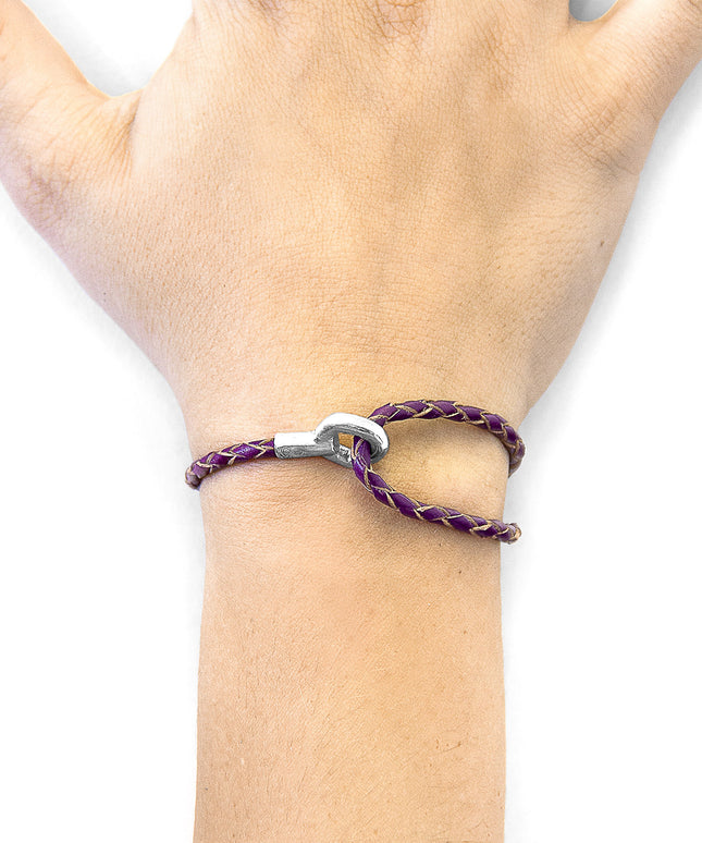 Deep Purple Blake Silver & Leather Bracelet