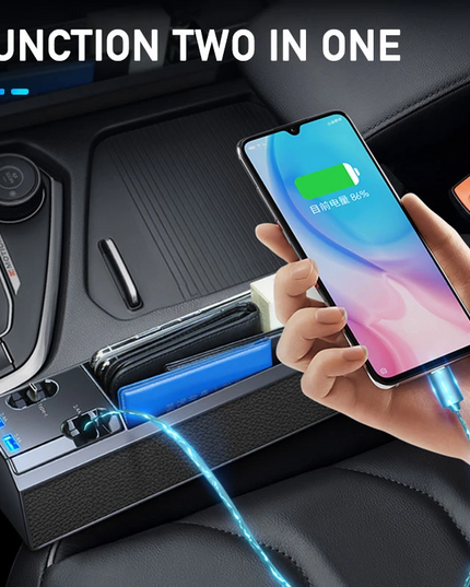 Car Seat Side Organizer with Charger Cable Car Seat Gap Storage Box