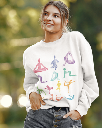 Yoga Theme Crewneck Sweatshirt