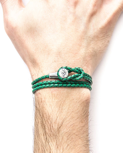 Fern Green Dundee Silver & Leather Bracelet