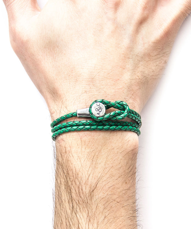 Fern Green Dundee Silver & Leather Bracelet