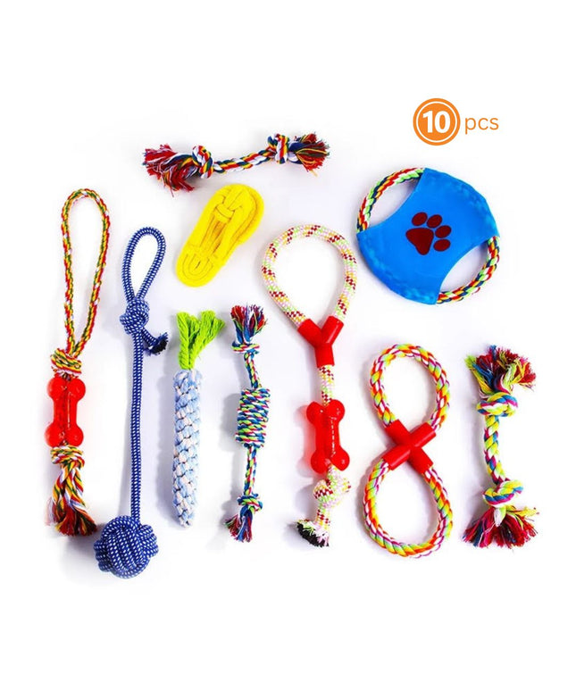 Fast Shipping 10 pcs Assorted Braided Cotton Rope dog Chew toys