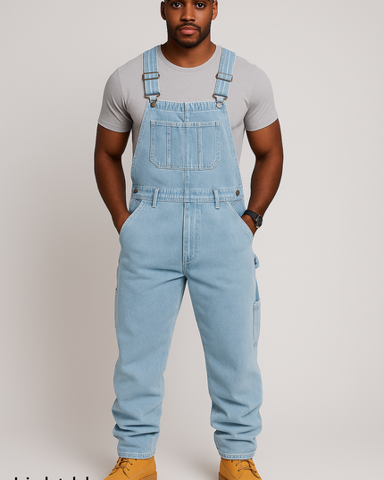 RuggedForm™ – Men's Loose-Fit Denim Utility Overalls