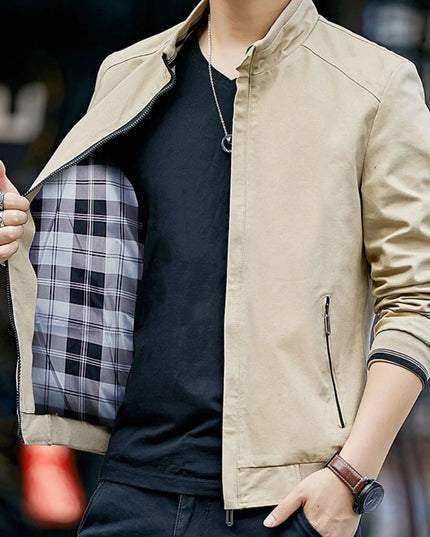 Mens Stand Collar Zipped Up Jacket