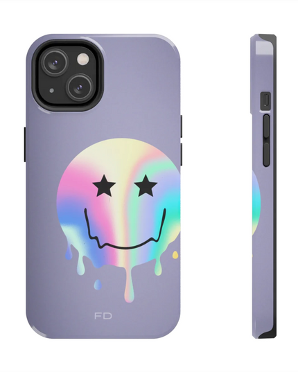 Happy Face with Stars Tough Case for iPhone with Wireless Charging