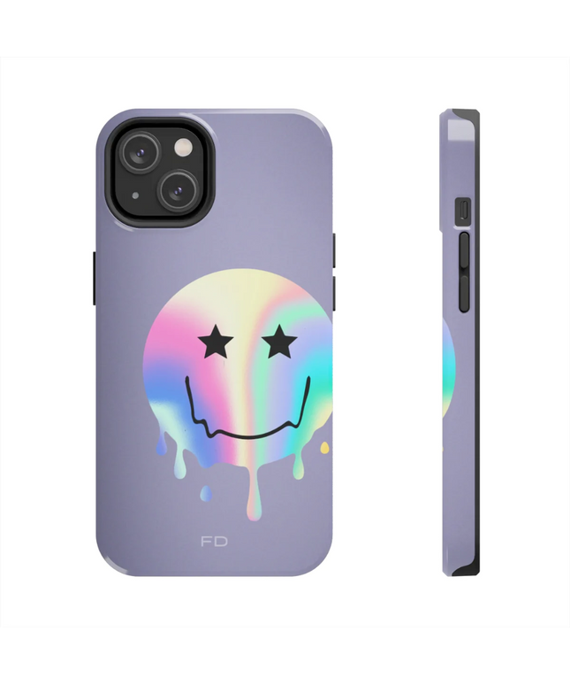 Happy Face with Stars Tough Case for iPhone with Wireless Charging