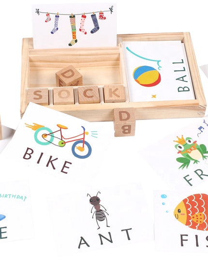 Wooden English Word Learning Cardboard Toys Games Educational