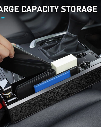Car Seat Side Organizer with Charger Cable Car Seat Gap Storage Box