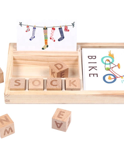 Wooden English Word Learning Cardboard Toys Games Educational