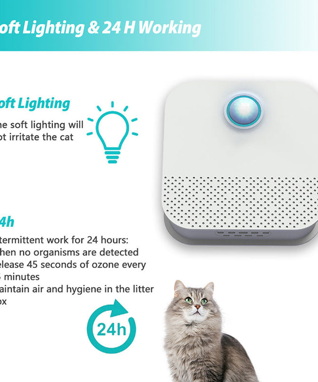 Smart Cat Odor Purifier for Cat Litter Box Deodorizer Dog Air Cleaner