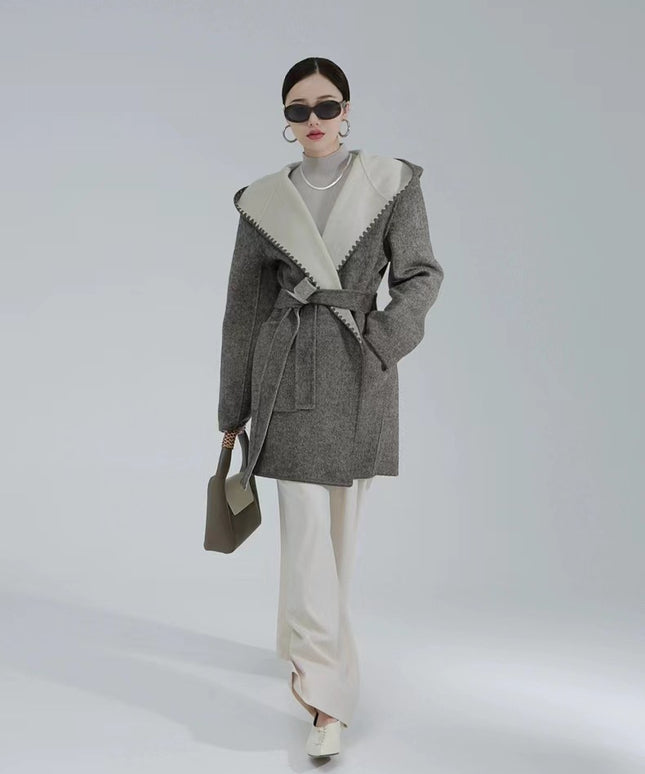 Women's Fashion Reversible Cashmere Coat – Luxury & Versatility