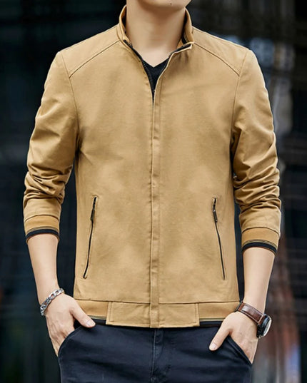 Mens Stand Collar Zipped Up Jacket