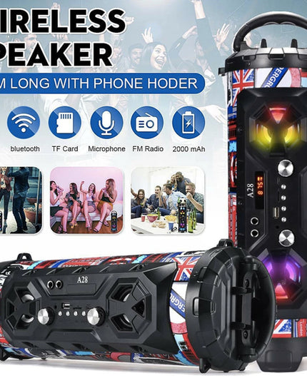 Portable Superior Bass Wireless Boombox with Radio Bluetooth Speakers
