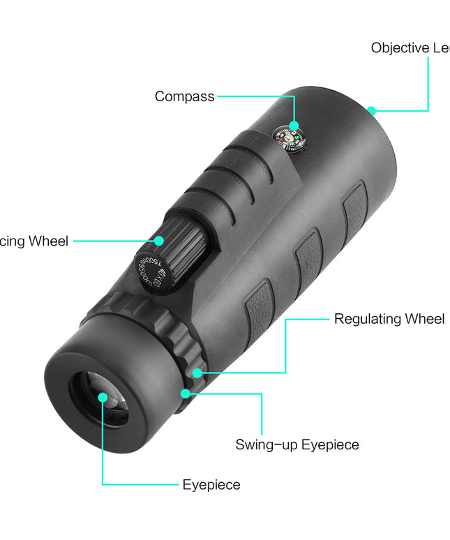 10X HD Optical Monocular Telescope with Phone Clip