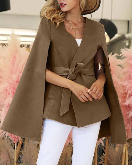 Women's Pure Color Slim Fit Woolen Coat Jacket