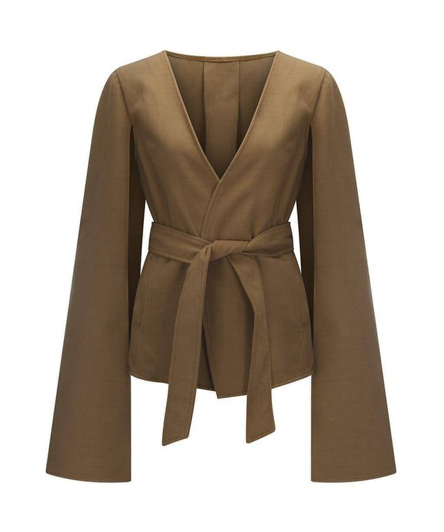 Women's Pure Color Slim Fit Woolen Coat Jacket